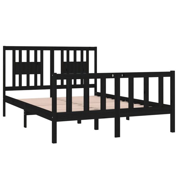 vidaXL Bedframe massief hout zwart 135x190 cm