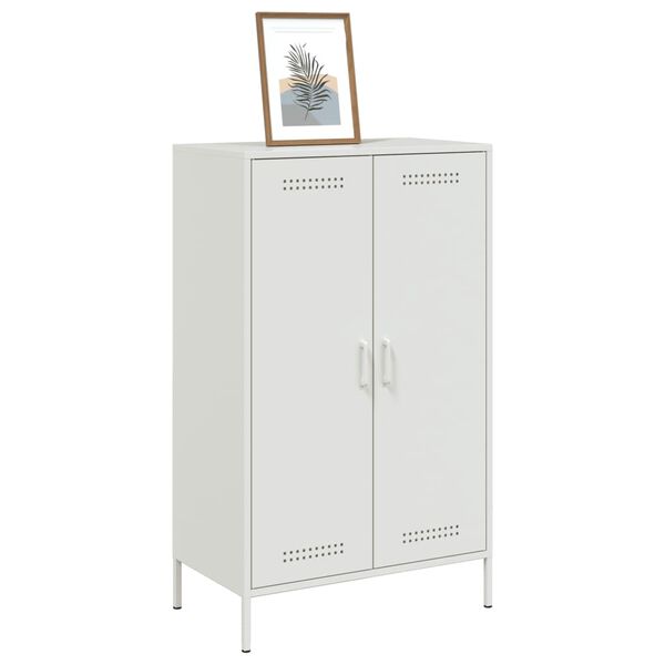 vidaXL Hoge kast 68x39x113 cm staal wit