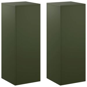 vidaXL Plantenstandaard 2 pcs Olijfgroen 30 x 30 x 80 cm Staal