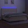 vidaXL Boxspring met matras en LED stof cr&egrave;mekleurig 200x200 cm