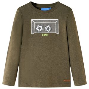 Kindershirt met lange mouwen 104 gem&ecirc;leerd kakikleur