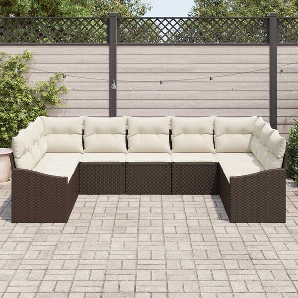 vidaXL Tuin Sofa Set 9 pcs Bruin Poly riet