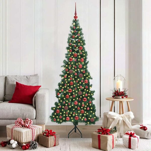 vidaXL Hoek Kunstkerstboom met 300 LED Groen 180 cm PVC en Metaal