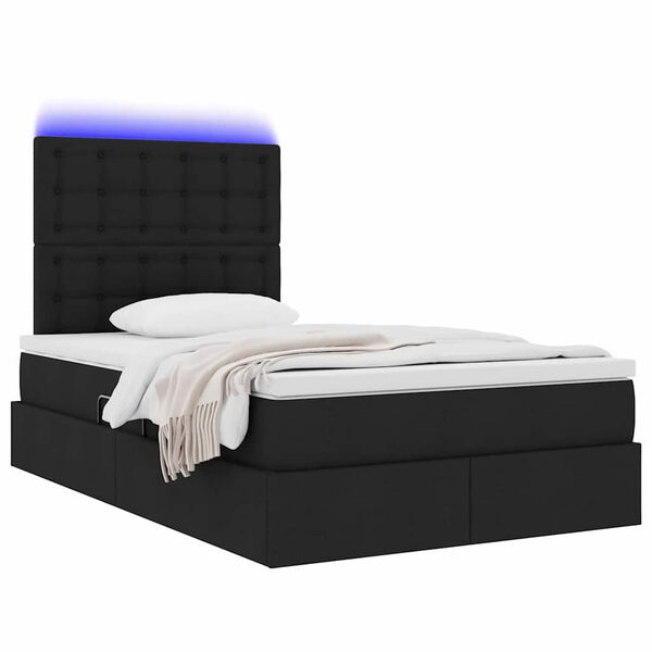 vidaXL Opbergbed met LED met matras Zwart 120 x 190 cm Polyester