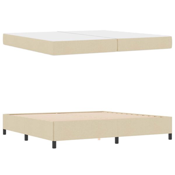 vidaXL Boxspringbed met matras Cr&egrave;me 200 x 200 cm Stof
