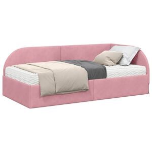 vidaXL Hoekbedframe met Matras 2 st Roze 80 x 200 cm Fluweel