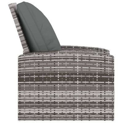 vidaXL Tuinstoel verstelbaar met kussens poly rattan grijs