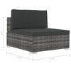 vidaXL 4-delige Loungeset met kussens poly rattan grijs
