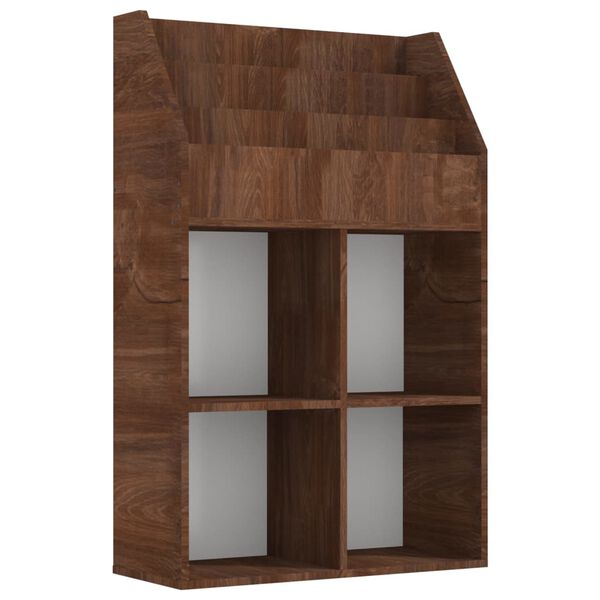 vidaXL Kindertijdschriftenrek 71x30x114 cm bewerkt hout bruineiken