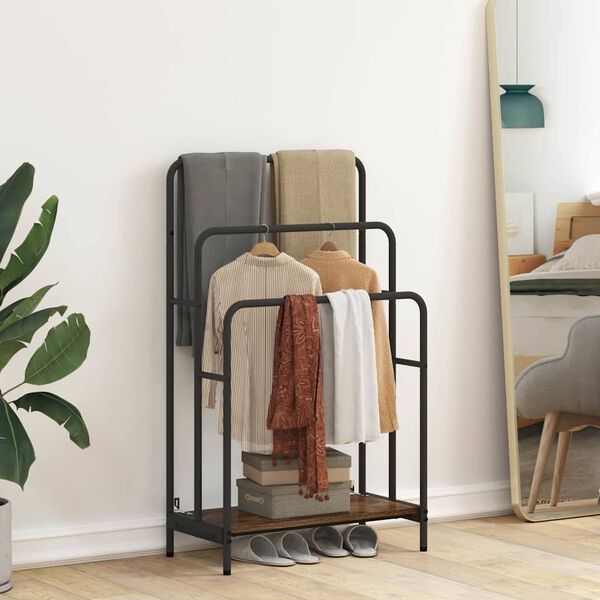 vidaXL Kledingrek Gerookt eiken 60 x 30 x 100,5 cm Bewerkt hout