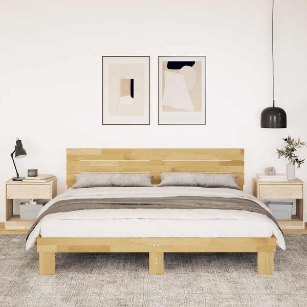 vidaXL Bedframe hoofdeinde zonder matras 200x200 cm massief hout eiken