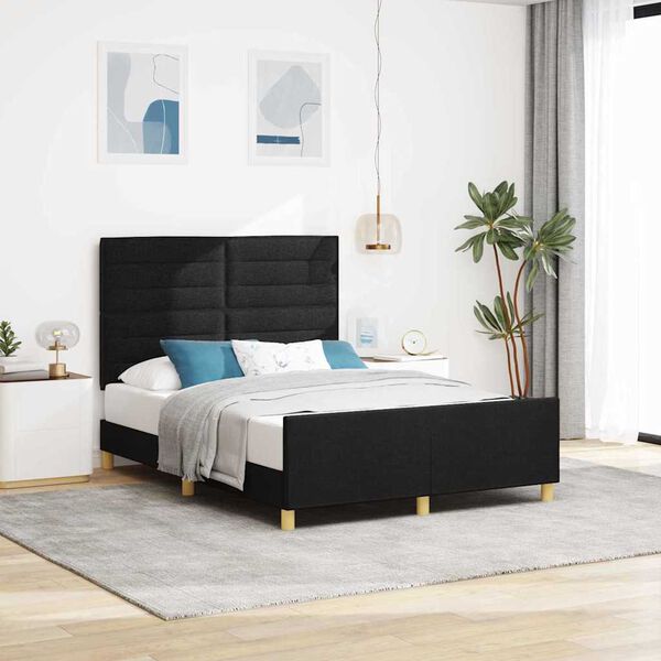 vidaXL Bedframe met hoofdeinde Zwart 140 x 190 cm Stof