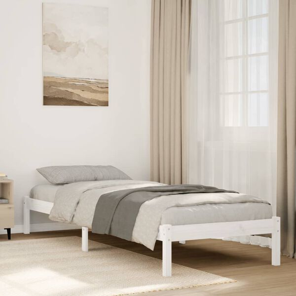 vidaXL Bedframe extra lang zonder matras grenenhout wit 80x210 cm
