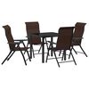 vidaXL Tuin eettafelset 5 pcs Bruin Gepoedercoat staal