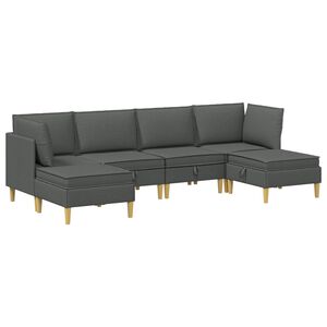 vidaXL Modulaire Sofa Set met Opslag 6 pcs Donkergrijs Stof