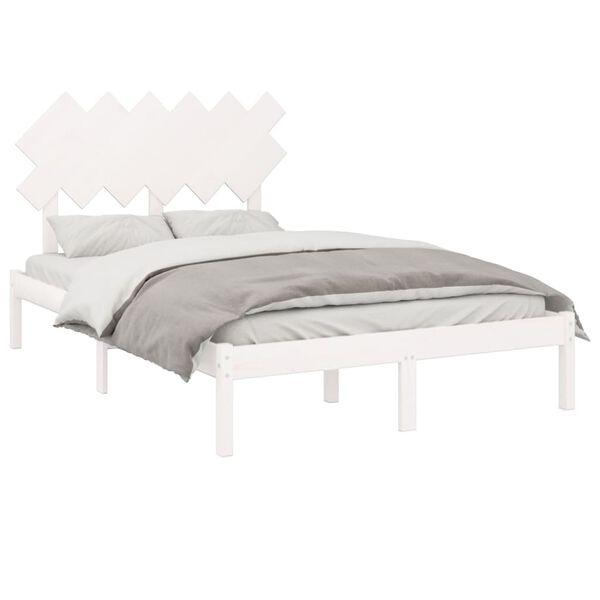 vidaXL Bedframe massief hout wit 120x200 cm