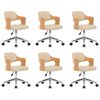 vidaXL Eetkamerstoelen draaibaar 6 st gebogen hout en kunstleer cr&egrave;me