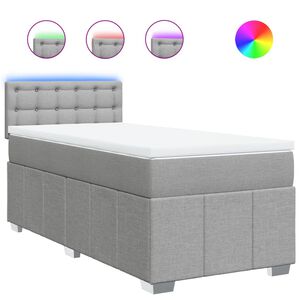 vidaXL Boxspring met matras stof lichtgrijs 80x200 cm