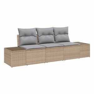 vidaXL Tuinbankenset met opslag 3 pcs Beige en Licht Grijs poly rattan