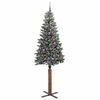 vidaXL Slanke Kerstboom Groen en Wit 210 cm PVC en massief dennenhout