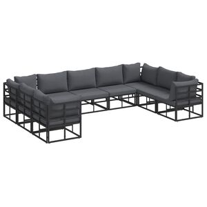 vidaXL Tuin Sofa Set met kussen Zwart Aluminium