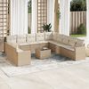 vidaXL 12-delige Loungeset met kussens poly rattan beige