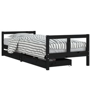 vidaXL Kinderbedframe 80x200 cm massief grenenhout zwart