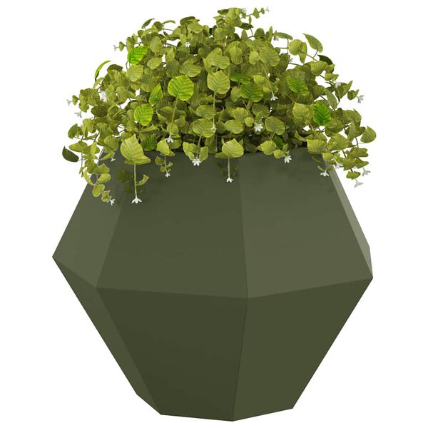 vidaXL Plantenbak Olijf Groen 75 x 75 x 60 cm Staal