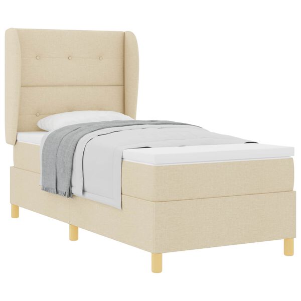 vidaXL Boxspringbed met Matras Donkergrijs 90x190 cm Cr&egrave;me Stof
