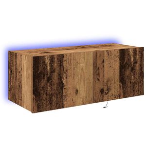 vidaXL TV Wandkast met LED Oudhout 80 x 35 x 31 cm Bewerkt hout