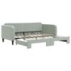 vidaXL Slaapbank met onderschuifbed 100x190 cm fluweel lichtgrijs