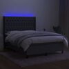 vidaXL Boxspring met matras en LED stof donkergrijs 140x200 cm