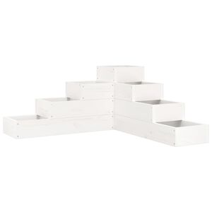 vidaXL Plantenbak 4-laags 80,5x79x36 cm massief grenenhout wit