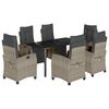 vidaXL 7-delige Tuinset met kussens poly rattan grijs