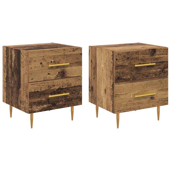 vidaXL Nachtkastje 2 pcs Oud Hout 40 x 35 x 47,5 cm Bewerkt hout