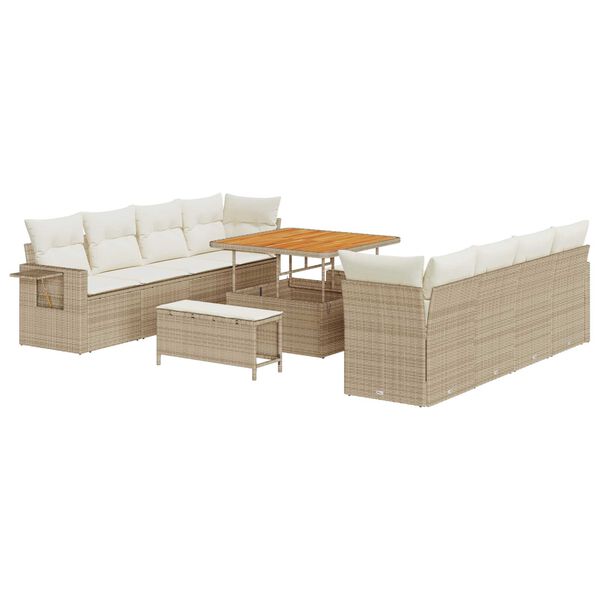 vidaXL Tuin Sofa Set met opslag 11 pcs Beige Poly riet