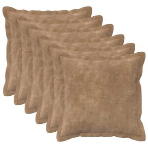 vidaXL Kussen 6 st HOUTEN Taupe 30 x 30 cm Microfiber Fleece