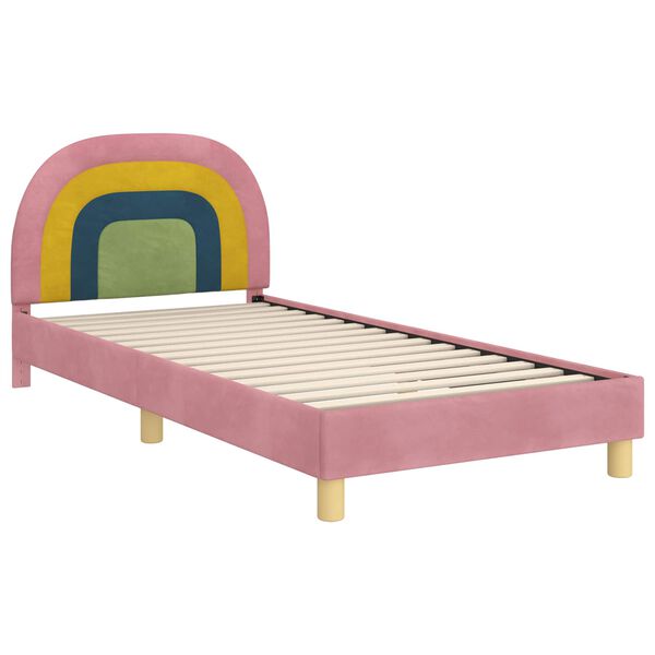 vidaXL Bedframe voor kinderen met hoofdbord Roze 90 x 190 cm Fluweel