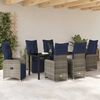 vidaXL Tafel en stoelen set met kussen 7 pcs Grijs PE Rattan