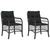vidaXL Tuinstoelen 2 st met kussens poly rattan zwart