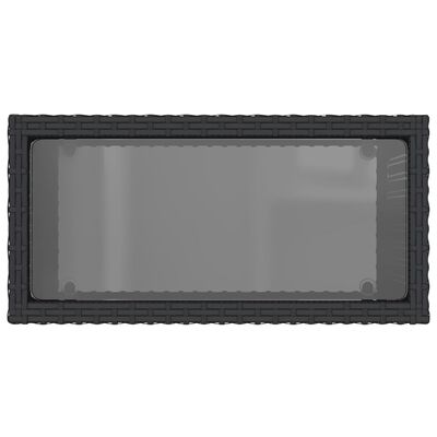 vidaXL Tuinbijzettafel met glazen blad 58x27,5x55 cm poly rattan zwart