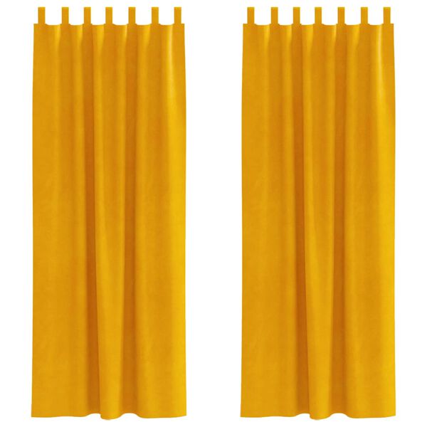 vidaXL Verduisterende gordijnen 2 pcs Mosterdgeel 140 x 260 cm Fluweel