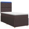 vidaXL LED Boxspring Bed met Matras Donkerbruin 100 x 200 cm Stof