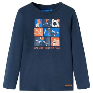 Kindershirt met lange mouwen 104 gem&ecirc;leerd marineblauw