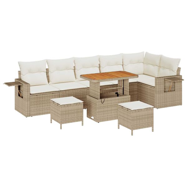 vidaXL Tuinbankenset met kussen 11 pcs Beige en Cr&egrave;me poly rattan