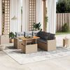 vidaXL 6-delige Loungeset met kussens poly rattan beige