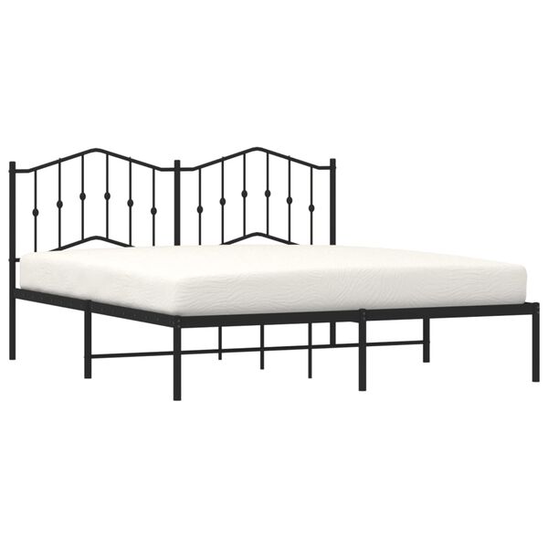 vidaXL Bedframe met hoofdbord metaal zwart 160x200 cm