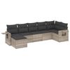 vidaXL 7-delige Loungeset met kussens poly rattan lichtgrijs