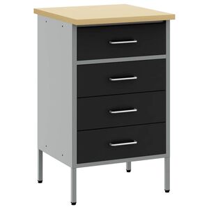 vidaXL Werkbank met lade met opslag Zwart en Grijs 50 x 55 x 85 cm