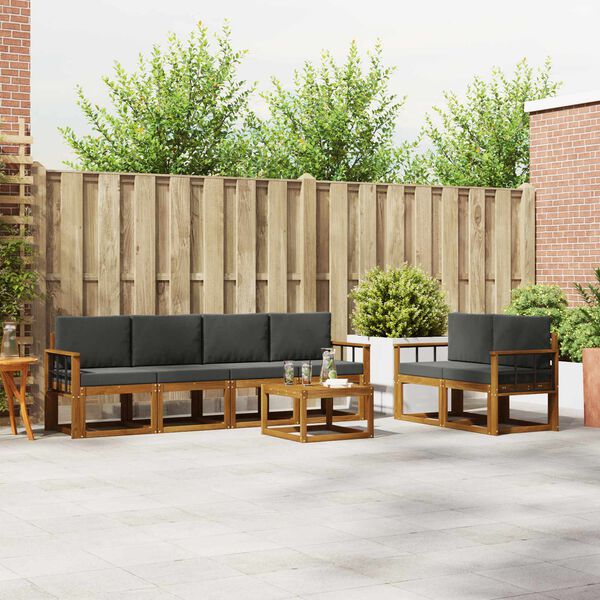 vidaXL Buiten bankenset met kussen 7 pcs Natuurlijk en Antraciet